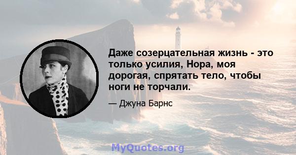 Даже созерцательная жизнь - это только усилия, Нора, моя дорогая, спрятать тело, чтобы ноги не торчали.