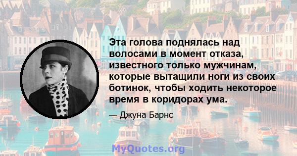 Эта голова поднялась над волосами в момент отказа, известного только мужчинам, которые вытащили ноги из своих ботинок, чтобы ходить некоторое время в коридорах ума.