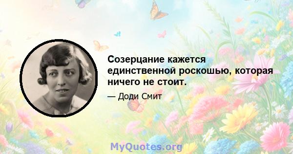 Созерцание кажется единственной роскошью, которая ничего не стоит.