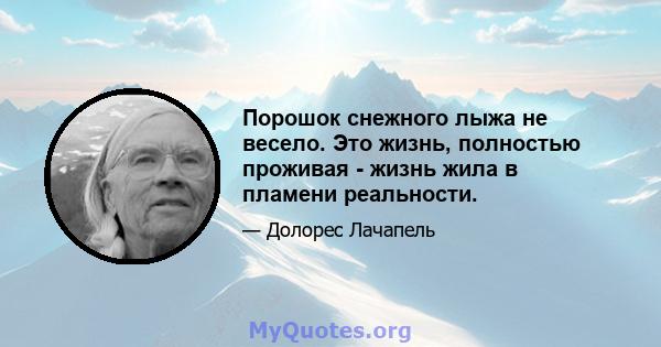 Порошок снежного лыжа не весело. Это жизнь, полностью проживая - жизнь жила в пламени реальности.