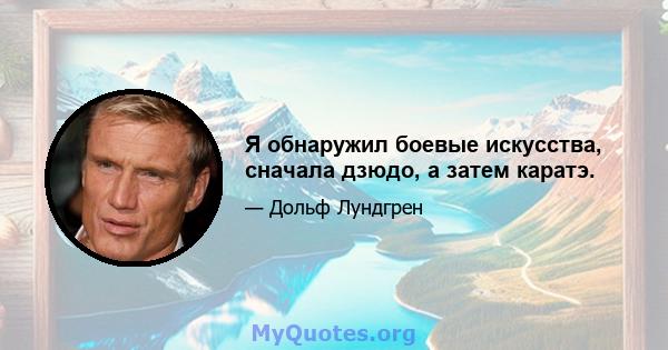 Я обнаружил боевые искусства, сначала дзюдо, а затем каратэ.