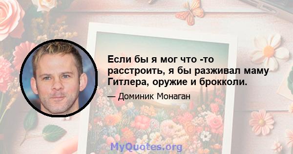 Если бы я мог что -то расстроить, я бы разживал маму Гитлера, оружие и брокколи.