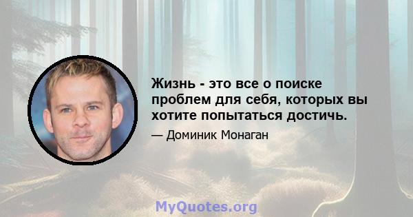 Жизнь - это все о поиске проблем для себя, которых вы хотите попытаться достичь.