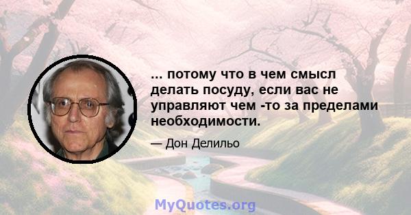 ... потому что в чем смысл делать посуду, если вас не управляют чем -то за пределами необходимости.