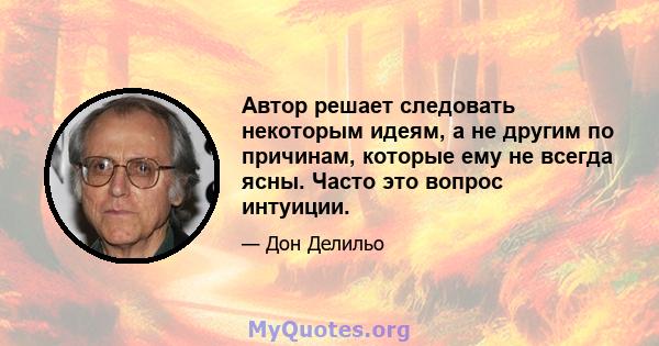 Автор решает следовать некоторым идеям, а не другим по причинам, которые ему не всегда ясны. Часто это вопрос интуиции.