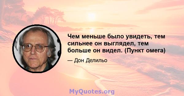 Чем меньше было увидеть, тем сильнее он выглядел, тем больше он видел. (Пункт омега)