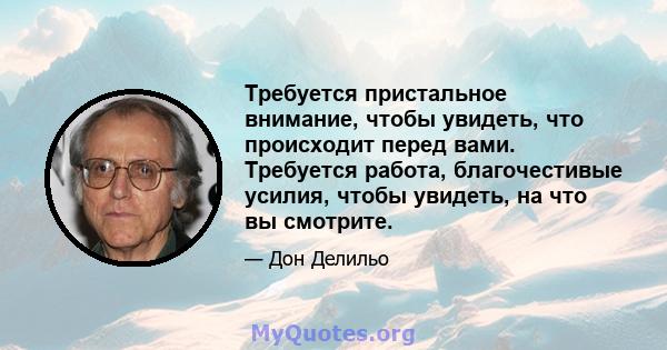 Требуется пристальное внимание, чтобы увидеть, что происходит перед вами. Требуется работа, благочестивые усилия, чтобы увидеть, на что вы смотрите.