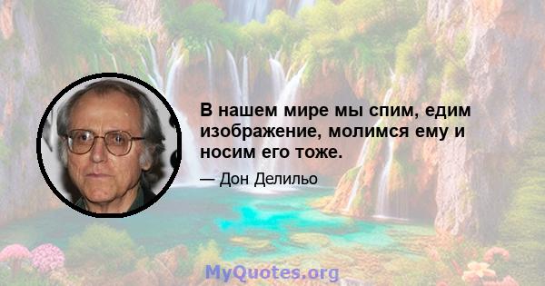 В нашем мире мы спим, едим изображение, молимся ему и носим его тоже.