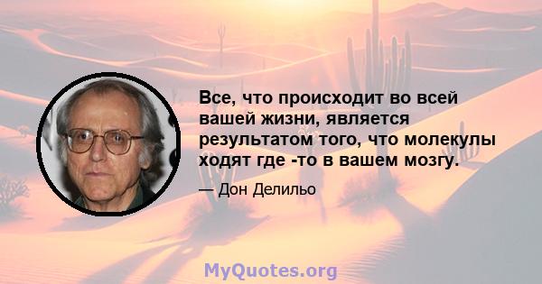 Все, что происходит во всей вашей жизни, является результатом того, что молекулы ходят где -то в вашем мозгу.