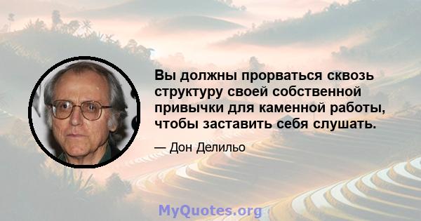 Вы должны прорваться сквозь структуру своей собственной привычки для каменной работы, чтобы заставить себя слушать.