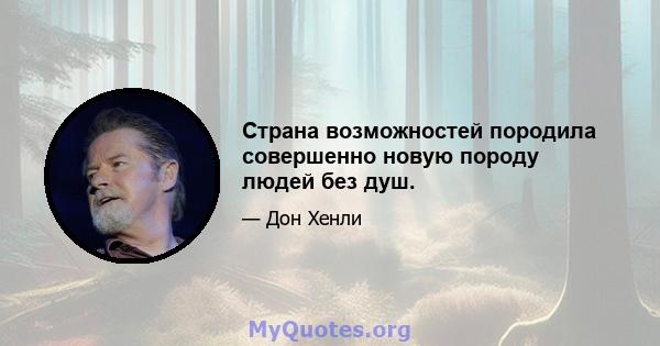 Страна возможностей породила совершенно новую породу людей без душ.