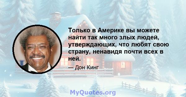 Только в Америке вы можете найти так много злых людей, утверждающих, что любят свою страну, ненавидя почти всех в ней.