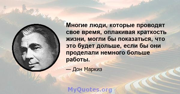 Многие люди, которые проводят свое время, оплакивая краткость жизни, могли бы показаться, что это будет дольше, если бы они проделали немного больше работы.