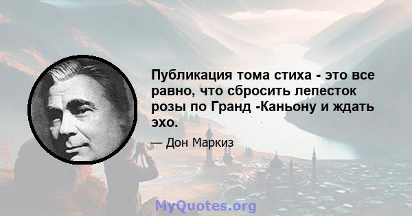 Публикация тома стиха - это все равно, что сбросить лепесток розы по Гранд -Каньону и ждать эхо.