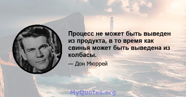 Процесс не может быть выведен из продукта, в то время как свинья может быть выведена из колбасы.