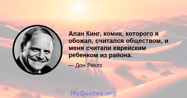 Алан Кинг, комик, которого я обожал, считался обществом, и меня считали еврейским ребенком из района.