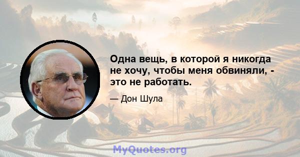 Одна вещь, в которой я никогда не хочу, чтобы меня обвиняли, - это не работать.