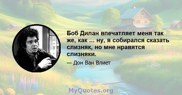 Боб Дилан впечатляет меня так же, как ... ну, я собирался сказать слизняк, но мне нравятся слизняки.