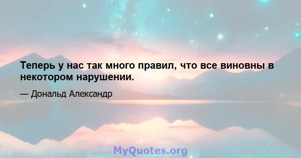 Теперь у нас так много правил, что все виновны в некотором нарушении.