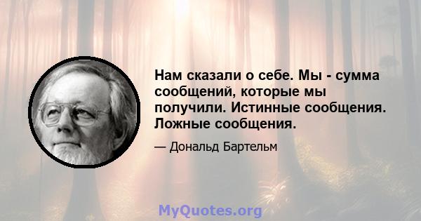 Нам сказали о себе. Мы - сумма сообщений, которые мы получили. Истинные сообщения. Ложные сообщения.