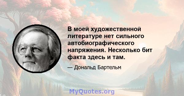 В моей художественной литературе нет сильного автобиографического напряжения. Несколько бит факта здесь и там.