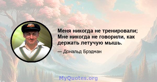 Меня никогда не тренировали; Мне никогда не говорили, как держать летучую мышь.