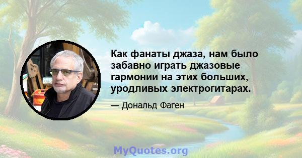 Как фанаты джаза, нам было забавно играть джазовые гармонии на этих больших, уродливых электрогитарах.