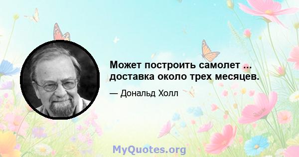 Может построить самолет ... доставка около трех месяцев.