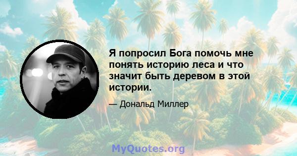 Я попросил Бога помочь мне понять историю леса и что значит быть деревом в этой истории.