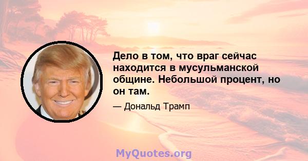 Дело в том, что враг сейчас находится в мусульманской общине. Небольшой процент, но он там.