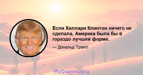 Если Хиллари Клинтон ничего не сделала, Америка была бы в гораздо лучшей форме.