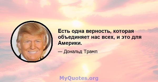 Есть одна верность, которая объединяет нас всех, и это для Америки.