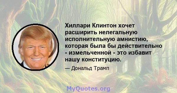 Хиллари Клинтон хочет расширить нелегальную исполнительную амнистию, которая была бы действительно - измельченной - это избавит нашу конституцию.