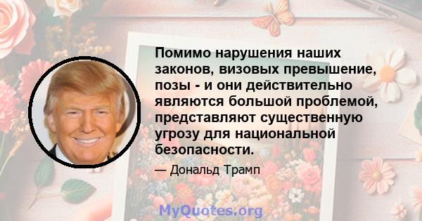 Помимо нарушения наших законов, визовых превышение, позы - и они действительно являются большой проблемой, представляют существенную угрозу для национальной безопасности.