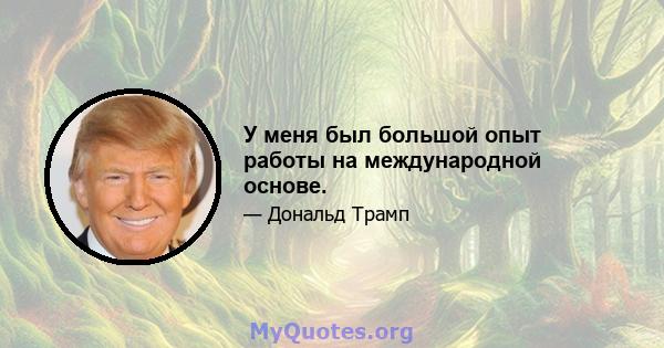 У меня был большой опыт работы на международной основе.