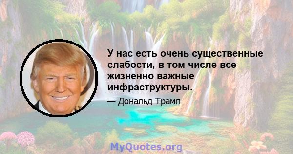 У нас есть очень существенные слабости, в том числе все жизненно важные инфраструктуры.