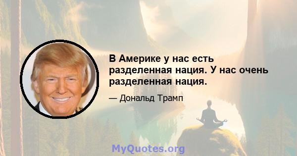 В Америке у нас есть разделенная нация. У нас очень разделенная нация.