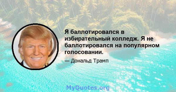 Я баллотировался в избирательный колледж. Я не баллотировался на популярном голосовании.