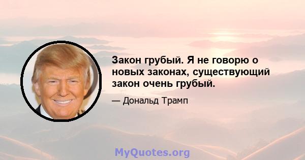 Закон грубый. Я не говорю о новых законах, существующий закон очень грубый.