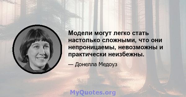 Модели могут легко стать настолько сложными, что они непроницаемы, невозможны и практически неизбежны.