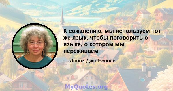 К сожалению, мы используем тот же язык, чтобы поговорить о языке, о котором мы переживаем.