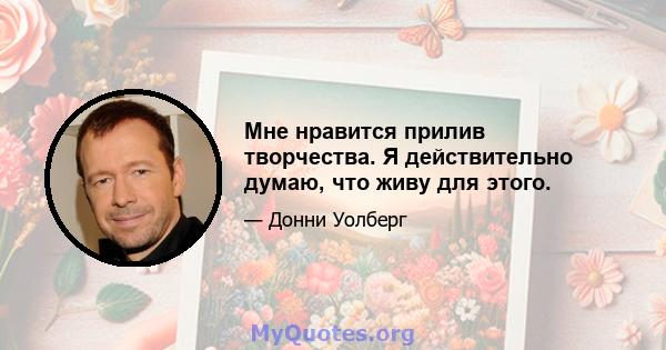 Мне нравится прилив творчества. Я действительно думаю, что живу для этого.