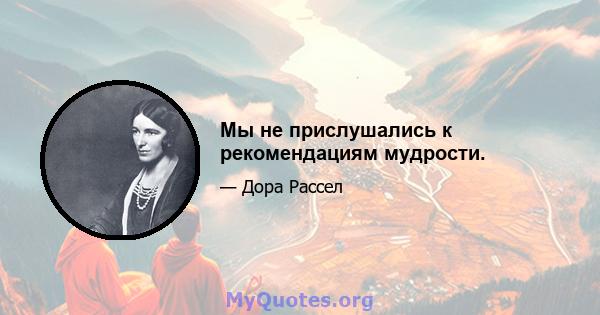 Мы не прислушались к рекомендациям мудрости.