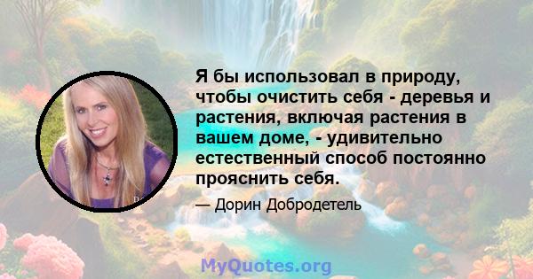 Я бы использовал в природу, чтобы очистить себя - деревья и растения, включая растения в вашем доме, - удивительно естественный способ постоянно прояснить себя.