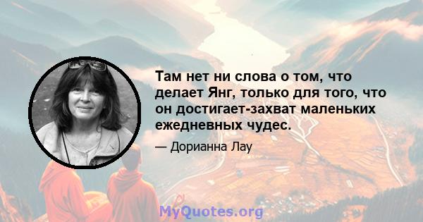 Там нет ни слова о том, что делает Янг, только для того, что он достигает-захват маленьких ежедневных чудес.