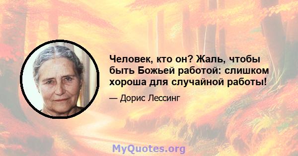 Человек, кто он? Жаль, чтобы быть Божьей работой: слишком хороша для случайной работы!