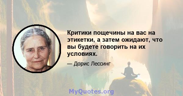 Критики пощечины на вас на этикетки, а затем ожидают, что вы будете говорить на их условиях.