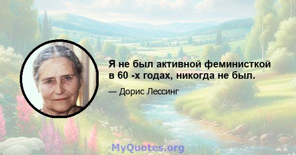 Я не был активной феминисткой в ​​60 -х годах, никогда не был.