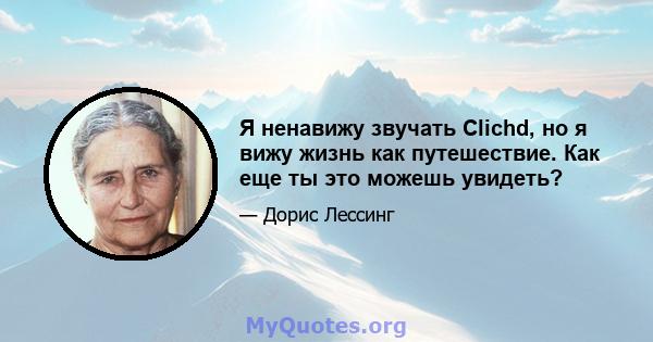 Я ненавижу звучать Clichd, но я вижу жизнь как путешествие. Как еще ты это можешь увидеть?