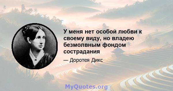 У меня нет особой любви к своему виду, но владею безмолвным фондом сострадания